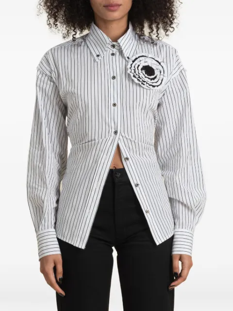 Contessa Mills Helix striped rosette-detail shirt White CM7019238BNW