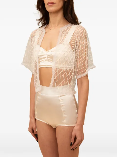Contessa Mills Wraith beaded tulle top White CMJ006246WHT