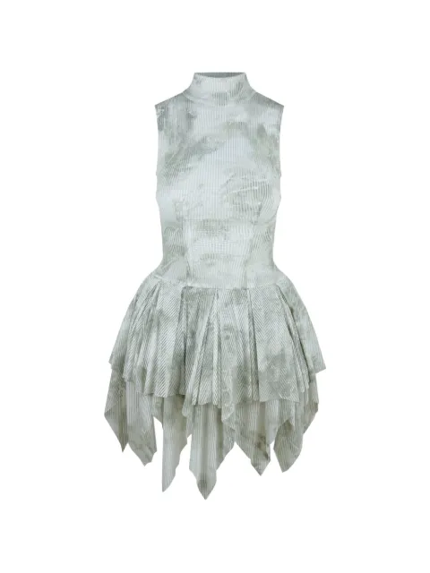Contessa Mills Bella hand-painted handkerchief-hem dress Green CM8005600SAB