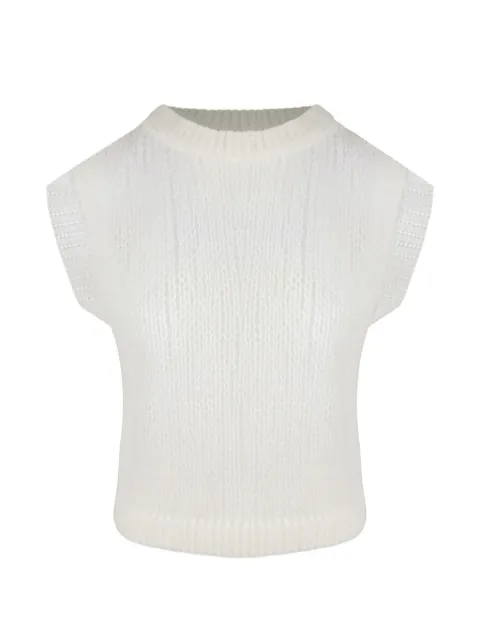 Contessa Mills Laissez open-knit sweater White CMS002701CRM
