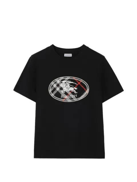 Burberry Check Knight-stamp cotton T-shirt Black 8128057