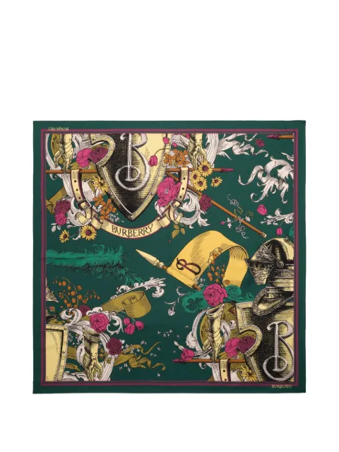 Burberry etched Knight silk scarf Green 8128270