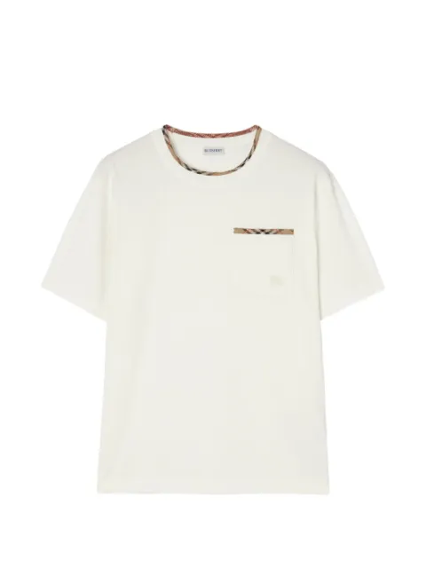 Burberry check-trim cotton T-shirt White 8127629
