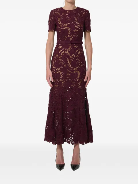 Self-Portrait belted midi dress Red PF26107MBU
