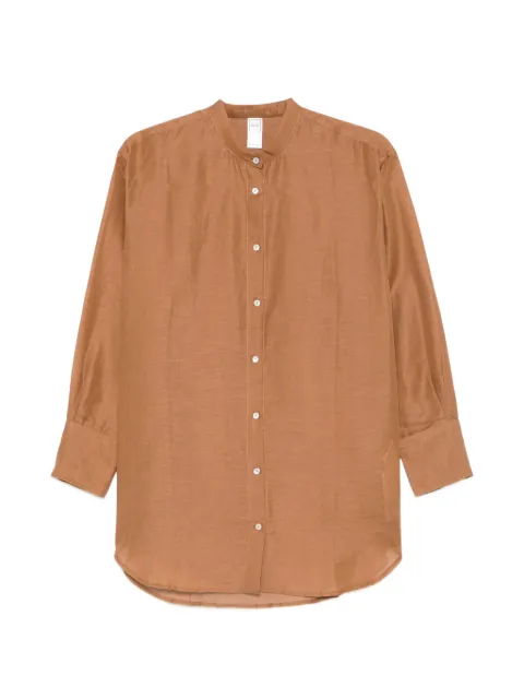 120% Lino band-collar long-sleeve shirt Brown 33BLIW1PLL000G494700
