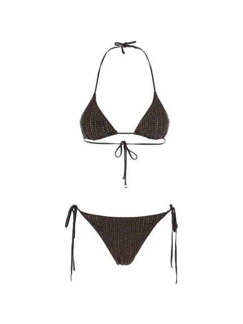 VENUJA Malibu crystal-embellished triangle bikini Brown BI005AJVA