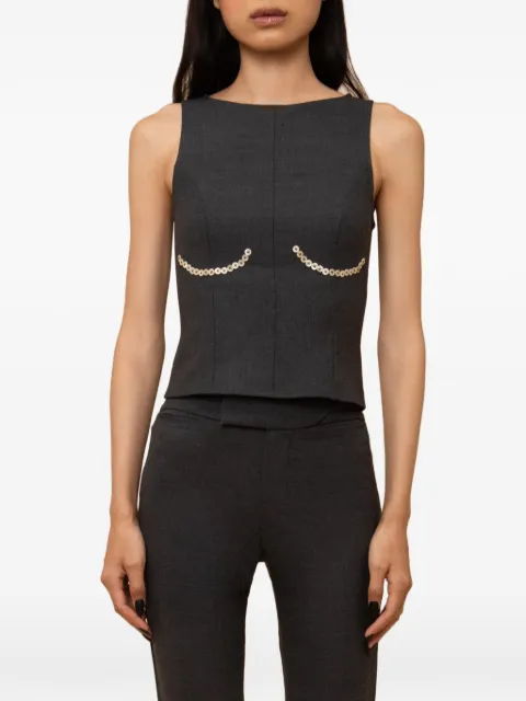 Contessa Mills Cora button-embellished top Grey CM7005207BLK