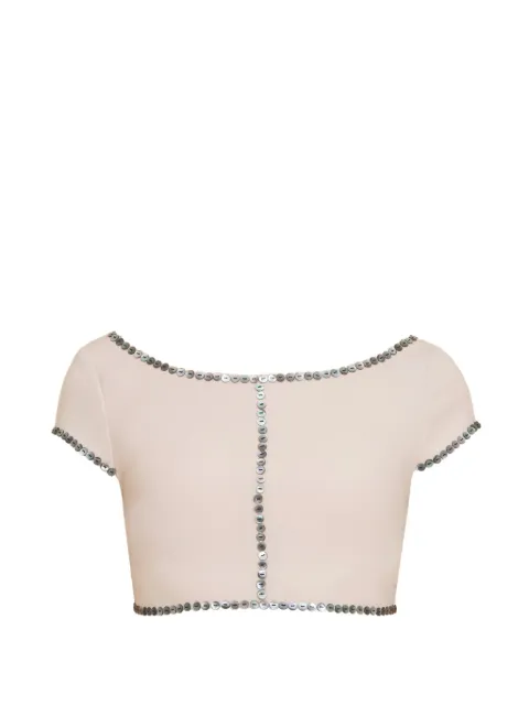 Contessa Mills Coraline button-embellished cropped top Pink CM7001222BSH