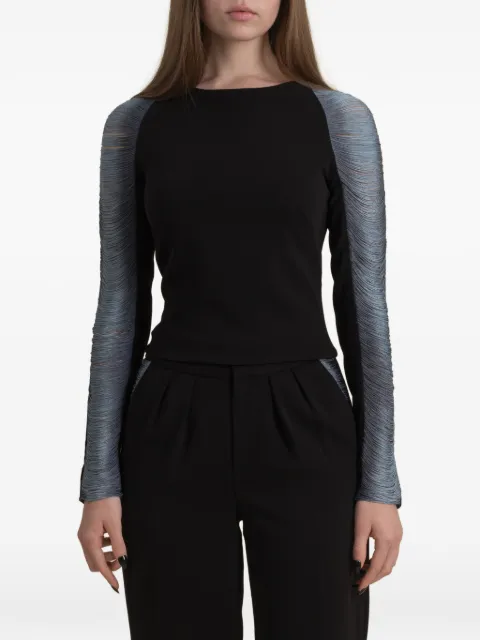 Contessa Mills Medusa fringed-sleeve top Black CM6001212BS