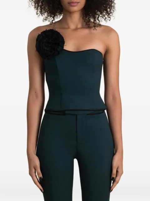 Contessa Mills Helix floral-appliqué top Black CM7000207EMR
