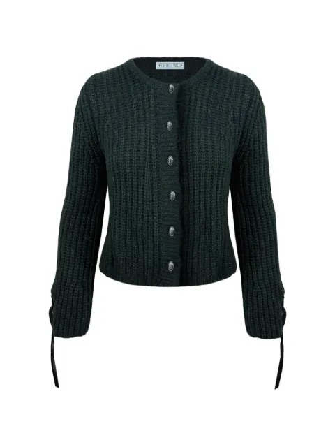 Contessa Mills Julia lace-up ribbed-knit cardigan Green CMS006703EMR