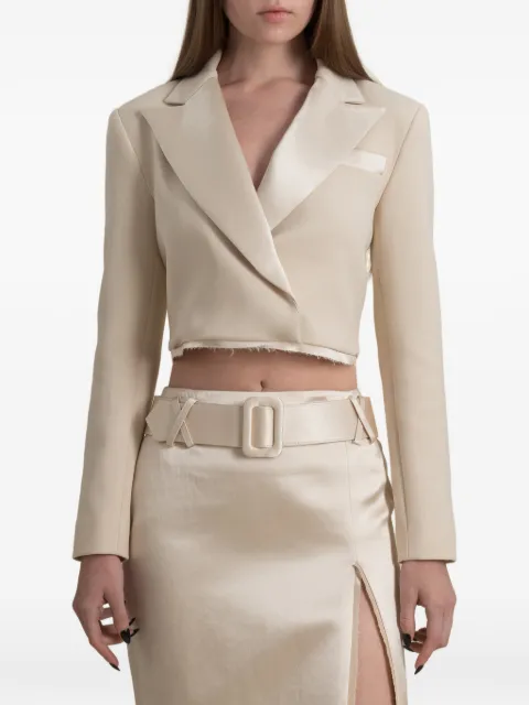 Contessa Mills Morgaine cropped raw-edge blazer Neutrals CMJ001208CHM