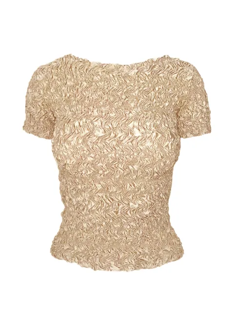 Contessa Mills Blair smocked short-sleeve T-shirt Neutrals CM2002225CHM