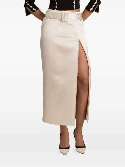Contessa Mills Morgaine belted side-slit skirt Neutrals CM5000233CHM