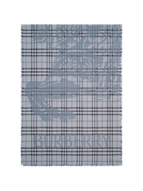 Burberry wide Knight Check wool-silk scarf Blue 8127309