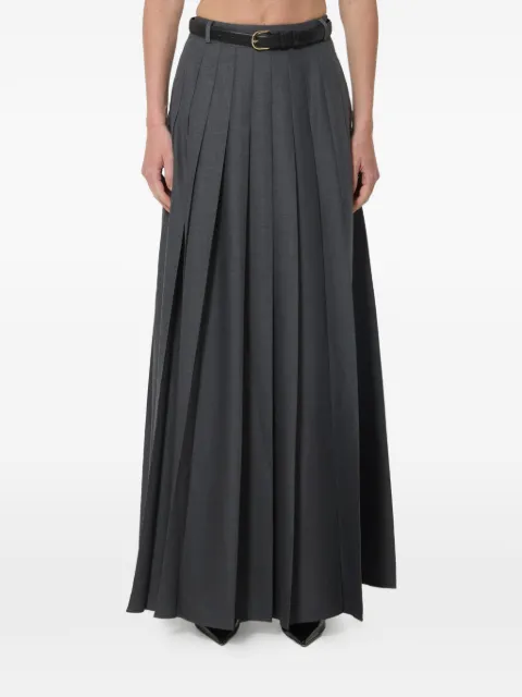 Self-Portrait belted pleated maxi skirt Grey PF26137XSK