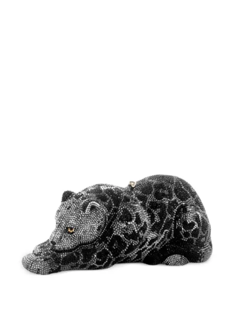 Judith Leiber crystal-embellished jaguar clutch bag Black M176703