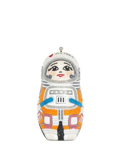 Judith Leiber Astronaut crystal-embellished clutch bag White M181408