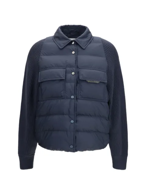 Brunello Cucinelli Monili-chain padded jacket Blue MD5987696PC8901