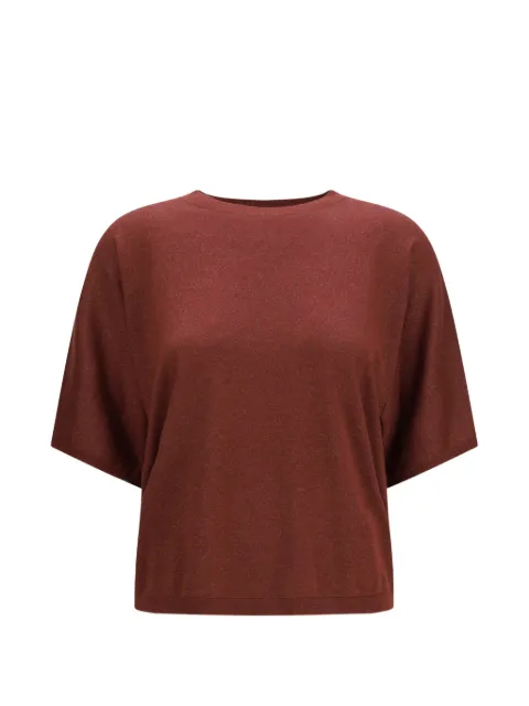 Brunello Cucinelli short-sleeve round-neck cashmere T-shirt Red M41835700PC9791