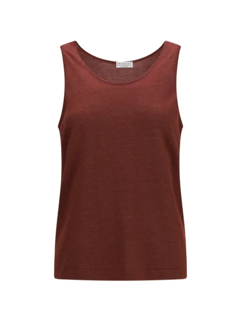 Brunello Cucinelli knitted metallic-effect top Red M41848600PC9791