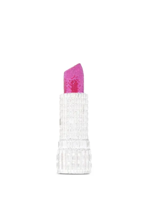 Judith Leiber crystal-embellished lipstick-shaped clutch bag White M193503
