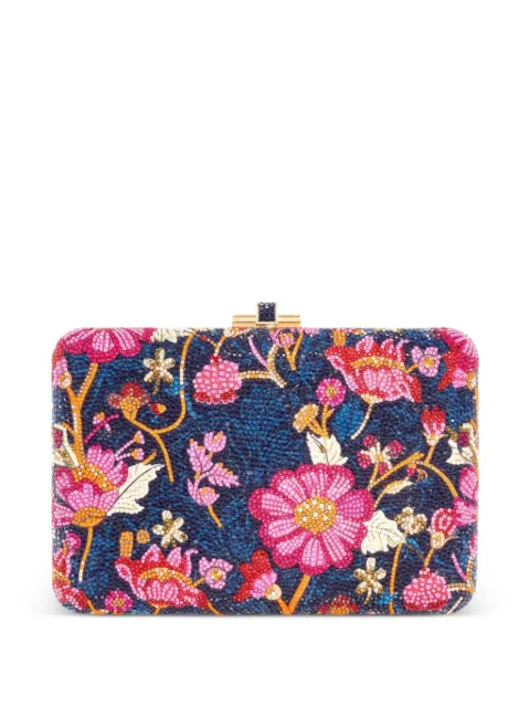 Judith Leiber brocade slim-slide crystal-embellished floral-pattern clutch bag Blue M190813
