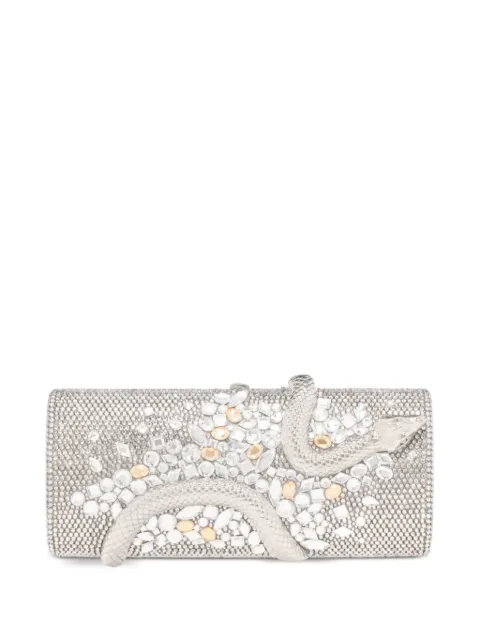 Judith Leiber Spiral Snake Hypnotic crystal-embellished snake-detail clutch bag Silver M203702