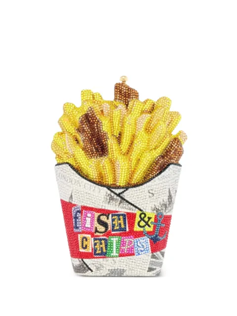 Judith Leiber French Fries Fish and Chips crystal-embellished clutch bag Yellow M194104