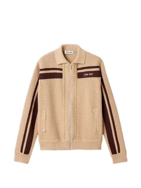 Miu Miu cotton crochet cardigan Neutrals MMF02USOOO195J