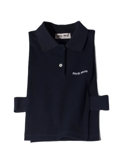 Miu Miu logo-embroidered polo-collar vest Black MJT738OOO14RW