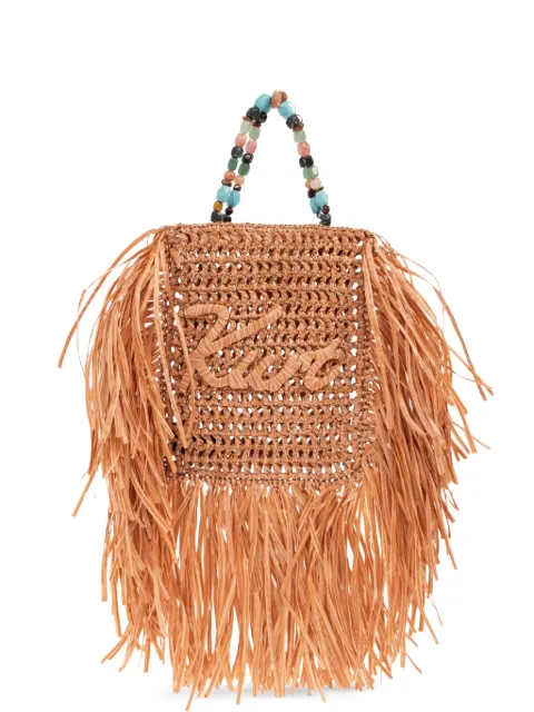Kurt Geiger London Kurt mini fringe-trim tote bag Orange KURTMINITOTEFRINGE0