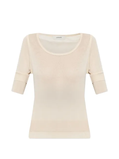 LEMAIRE ribbed-knit short-sleeve top Neutrals TS0025LK1017