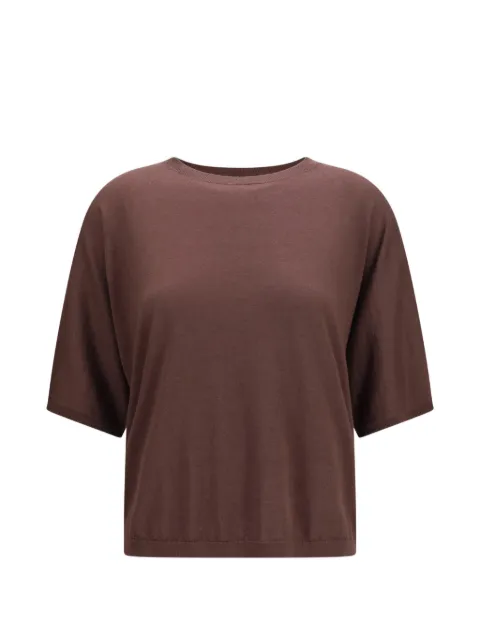 Brunello Cucinelli fine-knit short-sleeve top Brown M13835700PC9787
