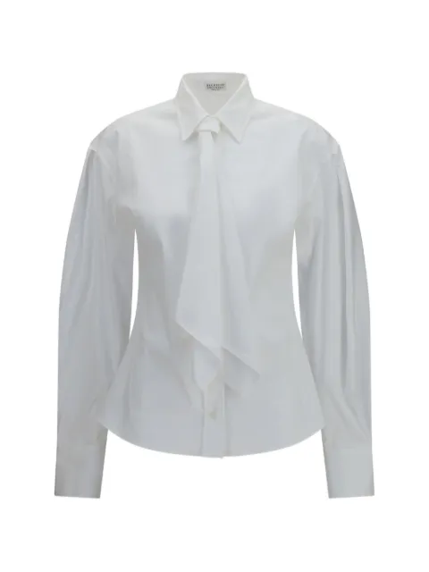 Brunello Cucinelli tie-detail puff-sleeve shirt White MP091M3A46C159