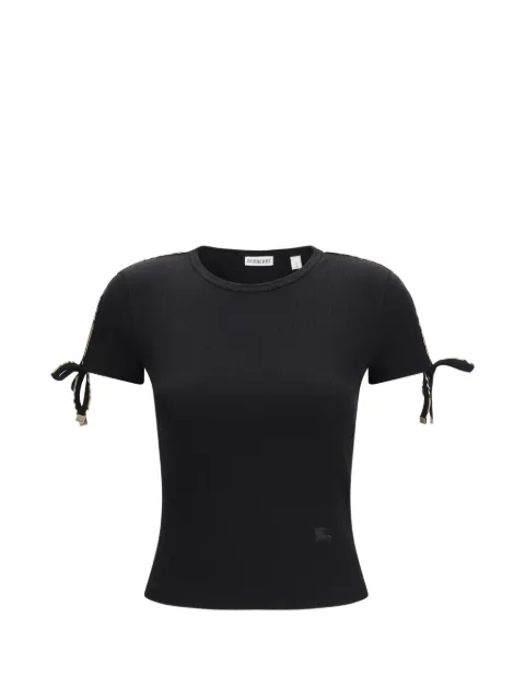 Burberry cropped tie-sleeve cotton T-shirt Black 8125951