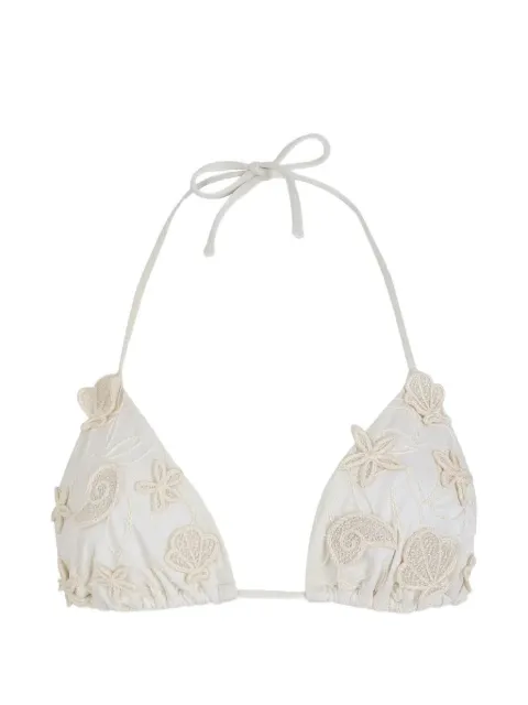 Agua Bendita Nader Lolita embroidered halterneck bikini White 20729