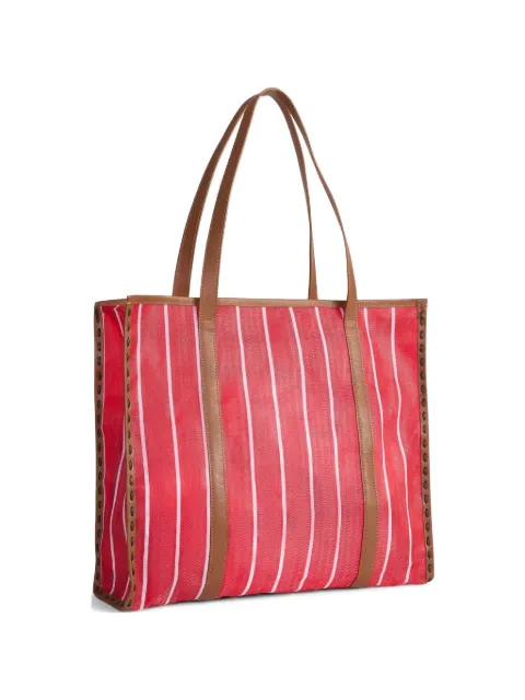 TWP Deia stripe-pattern whipstitch-trim tote bag Red 00064A003