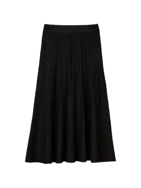 Benetton ribbed-knit A-line mid skirt Black 1EZSD001Y