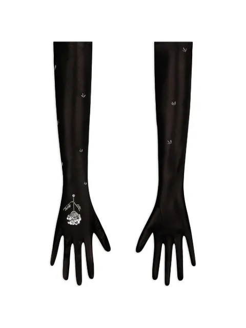 Anna October Tona sequin-embellished opera-length gloves Black FW2550