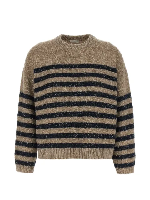 Brunello Cucinelli sequin-embellished striped sweater Neutrals MGY563700PCCJ15