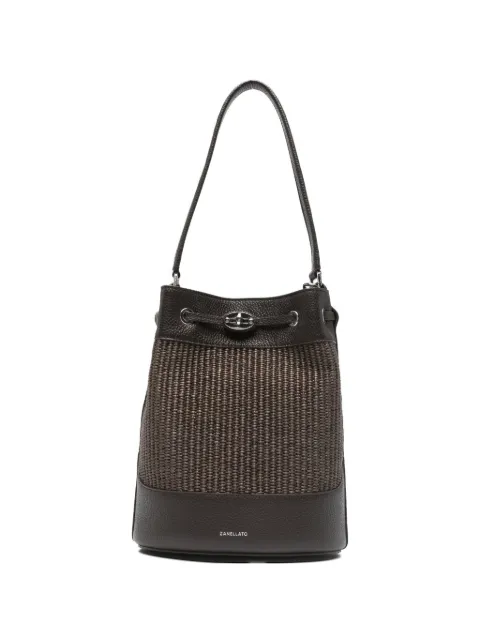 Zanellato small Monda' woven-panel bucket bag Brown 0689802030000
