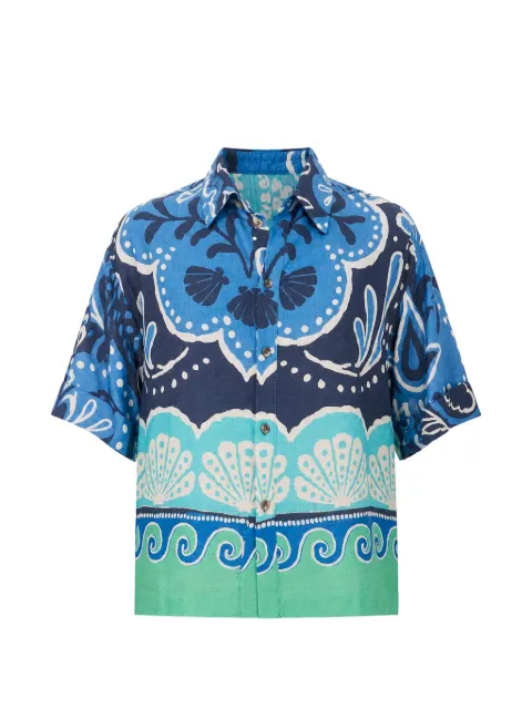 BANANA MOON seashell-print short-sleeve shirt Blue HATTIECLEARIVE