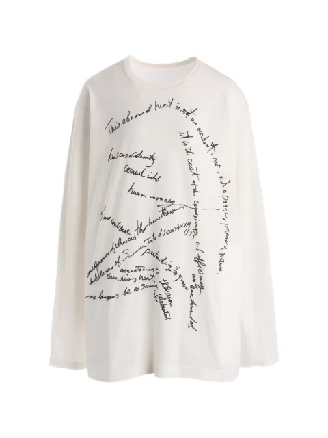 Yohji Yamamoto text-print long-sleeve T-shirt Neutrals FKT870891