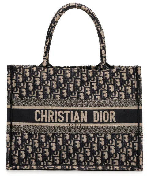 Christian Dior Pre-Owned 2021 Medium Oblique Embroidered Canvas Book tote bag Blue 8PUEKLWJA6CF34L4