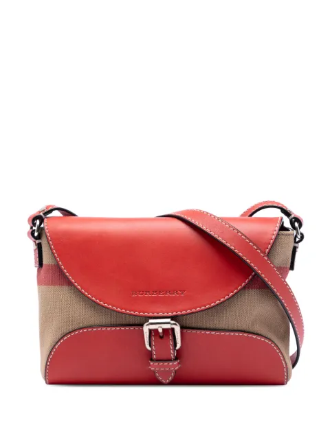 Burberry Pre-Owned 2000-2017 Leather and House Check Canvas Henham crossbody bag Red 81LZV07DG56SLE1U