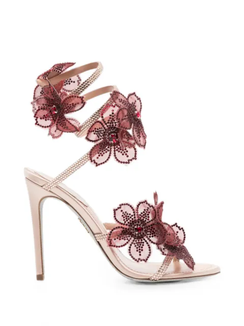 René Caovilla 110mm peach flower sandals Pink C12573105R001Y422