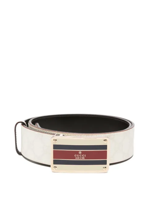 Gucci Pre-Owned 2010s GG-Supreme plaque belt Neutrals GU280BNW