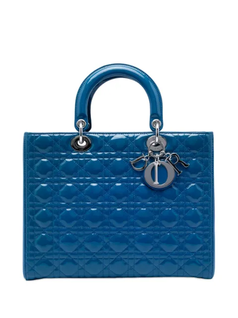 Christian Dior Pre-Owned 2014 Large Patent Cannage Lady Dior satchel Blue 2ES68C59GS9U2TF3