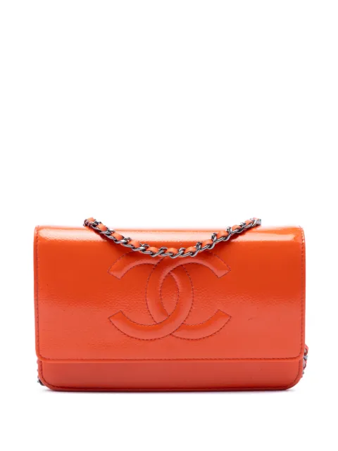 CHANEL Pre-Owned 2014-2015 CC Patent Caviar Wallet On Chain crossbody bag Orange 1U84QF8IPVJ716EJ
